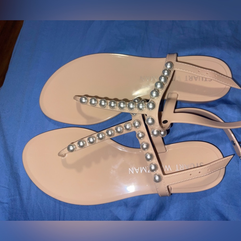 Stuart Weitzman Goldie Pearly Stud Jelly Sandals - image 2